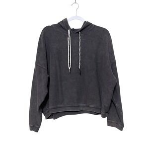 Aerie Oversized Waffle Knit Hoodie Sweatshirt Womens XL Gray Comfy Casual Active